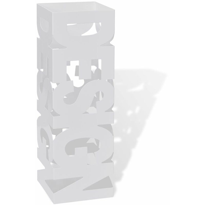 

BHD - Paragüero cuadrado blanco de acero, 48.5 cm, guarda bastones