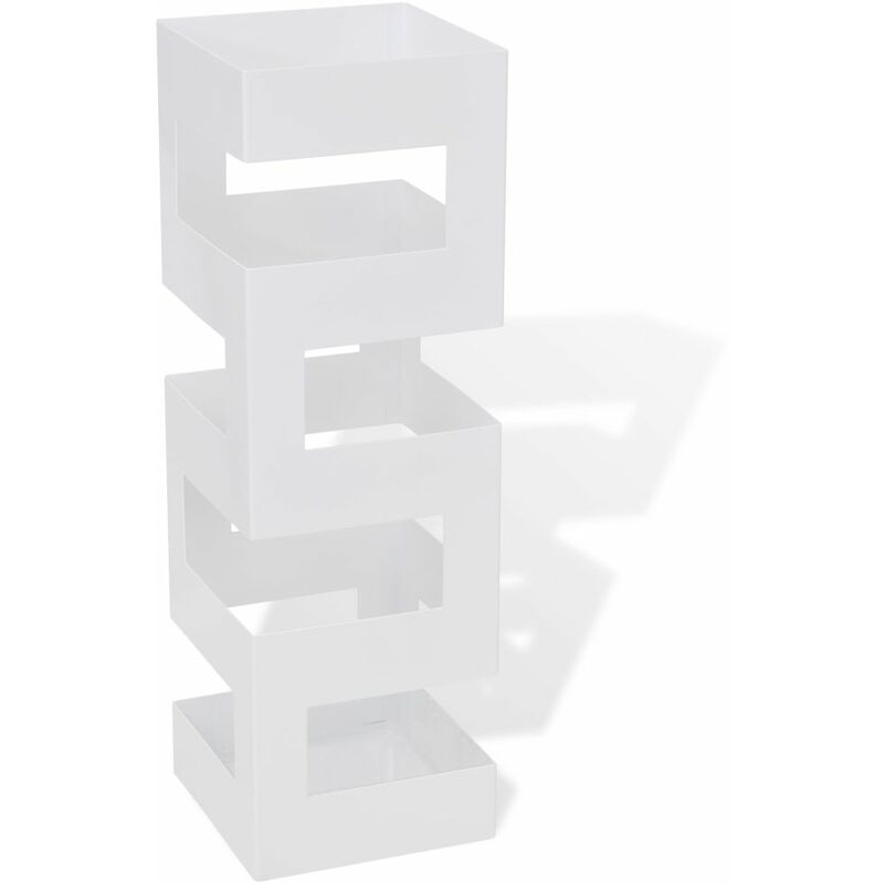 

Paragüero cuadrado soporte de bastones acero blanco 48,5 cm