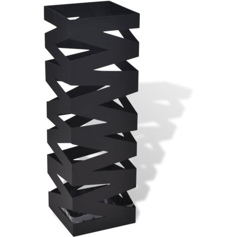 Paragüero cuadrado soporte para bastones de acero negro 48,5 cm vidaXL