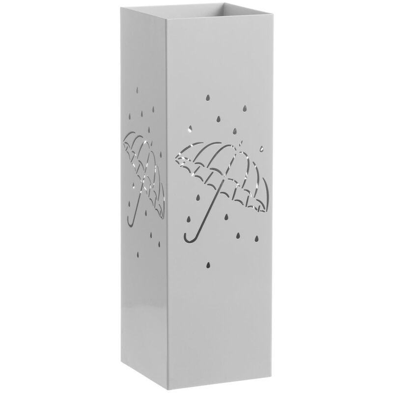 

Paragüero pequeño blanco de metal tallado de 15x15x49 cm