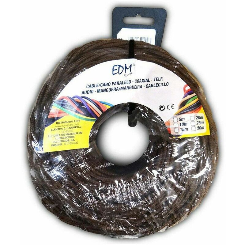 

Paralelo textil trenzado 2x1,5mm negro 5mts - EDM