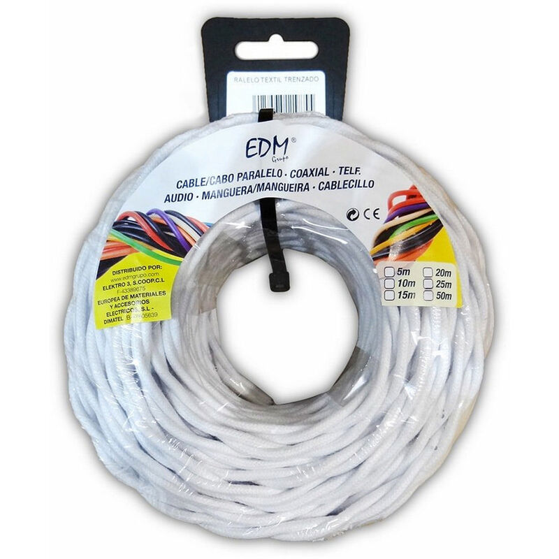 

EDM Paralelo textil trenzado 2x1,5mm blanco 25mts