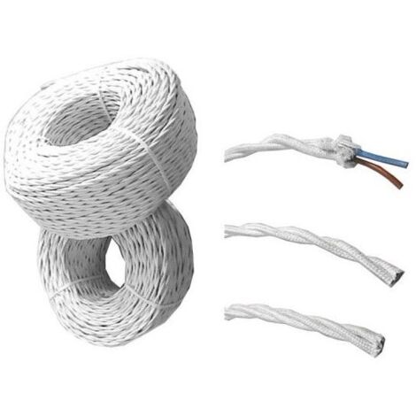 Parallel geflochtenes Textilparallel-Elektrokabel 3x1,5 weiße Rolle 100m EDM 11905