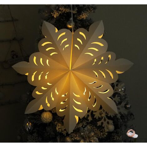PARALUME DI CARTA PIEGATO STELLA DI NATALE 53CM + LAMPADE