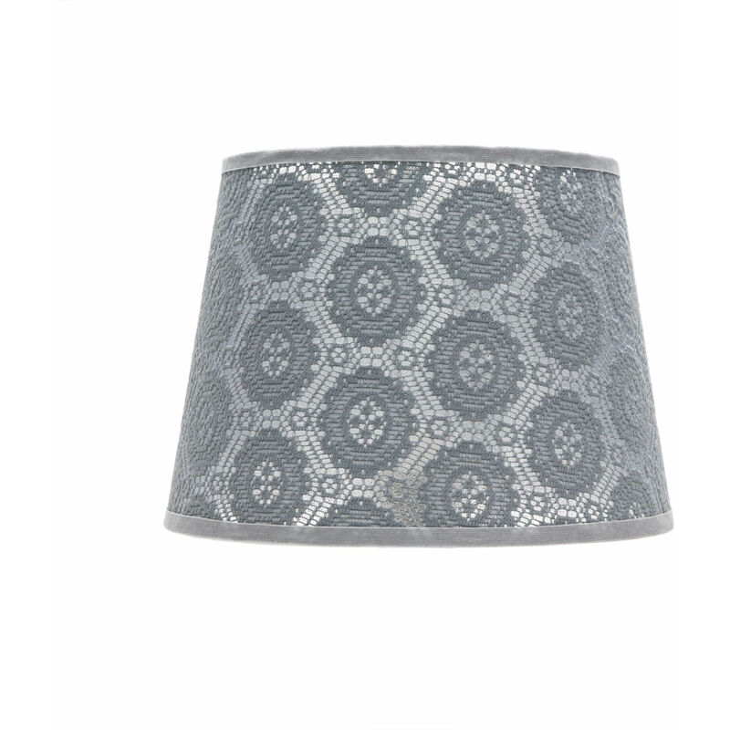 Image of Paralume di color grigio per lampada da tavolo piccola con attacco E14 Abat-jour design elegante fantasia merlettata E14 - Grigio