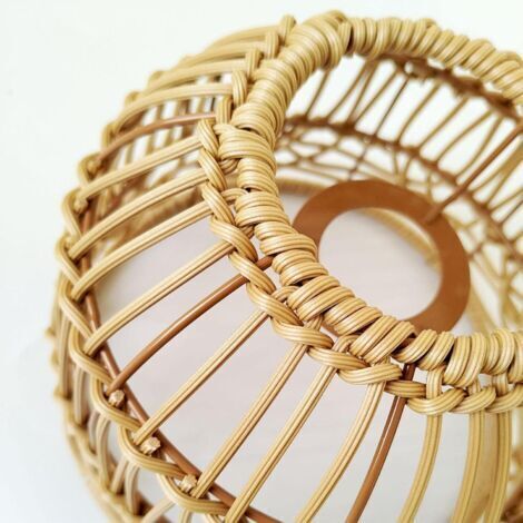 Paralume in rattan per lampada da soffitto, lampada da soggiorno, lampada da comodino - Lampadario portatile per camera da letto, bar, marrone