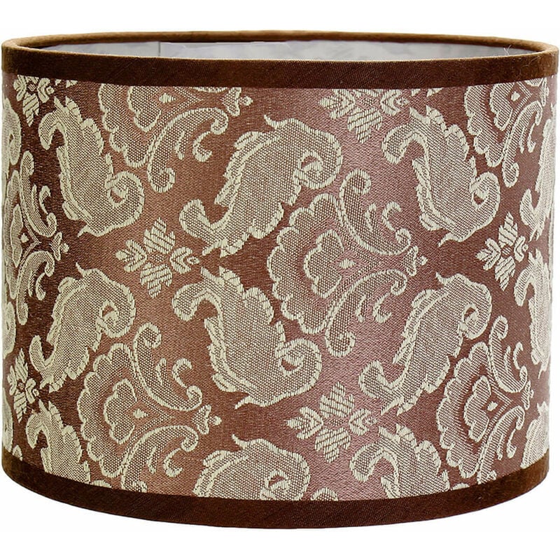 Image of Paralume in tessuto beige con motivo barocco per lampada da tavolo E14 - Beige Barocco