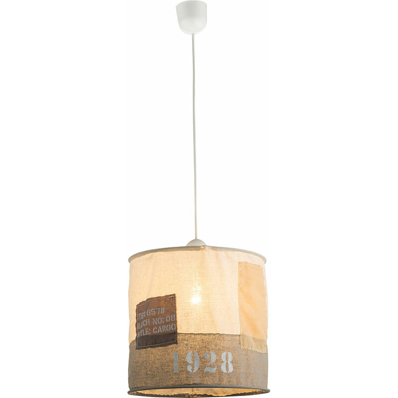 Image of Etc-shop - Paralume in tessuto beige grigio lampada a sospensione con paralume in tessuto lampada a sospensione, adatto per prese E27, stile