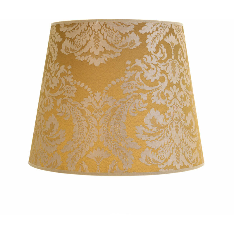 Image of Paralume in tela color oro con motivo barocco design conico elegante per Lampade da terra Piantane con attacco E27 willow - Oro