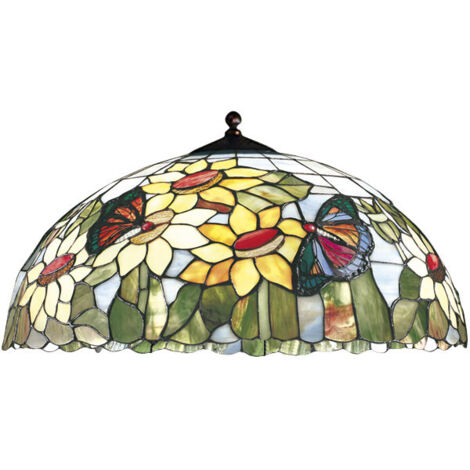 Paralume Tiffany In Vetro Decorato Multicolor D. 55Cm Per Sospensione