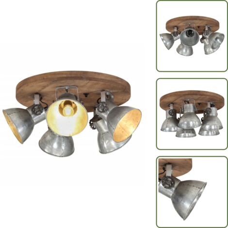 Paralumi in ferro - vidaXL Lampada da Soffitto 25 W Argento Vintage 50x50x25 cm E27 - Lampada in legno