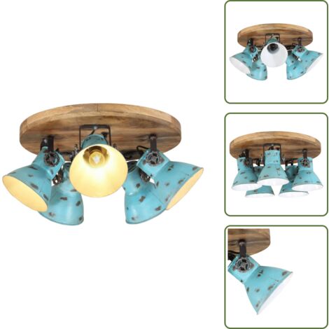 Paralumi in ferro - vidaXL Lampada da Soffitto 25 W Blu Anticato 50x50x25 cm E27 - Lampade E27