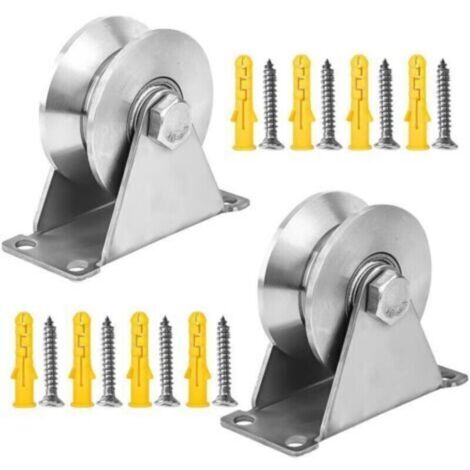 Paranco di sollevamento in acciaio inox, puleggia a V singola per cavo, puleggia da 48 mm con cuscinetti, capacità di carico 180 kg, per binari di scorrimento per cancelli, cavi, porte avvolgibili, fu