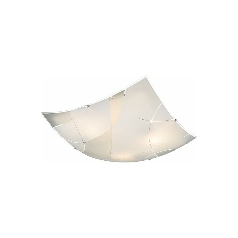Image of Lampada da soffitto in metallo cromato e bianco, vetro per illuminazione di linee decorative per la casa, camera da letto, 40403,3 - Globo