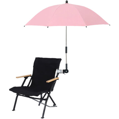 Parapluie de Chaise avec Clip - Parapluie Adaptable 360° pour Chaise de Plage, Chaise Patio, Chaise Camping Rose