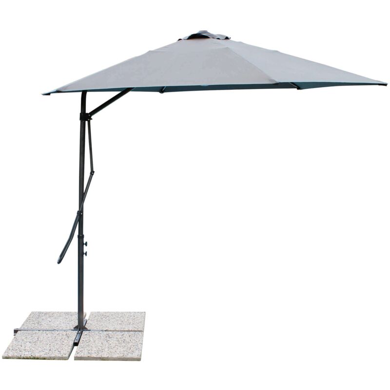 Parapluie de jardin Ø3 mt avec le vent et la base de croisière Périnde Grey - Grey