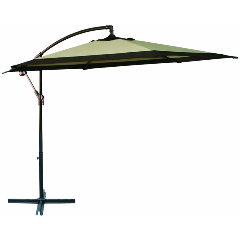Garden Deluxe Collection - Parapluie de jardin latéral en aluminium rond 3 mc sable fermé et jade