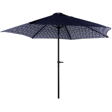 Parapluie de jardin rond 270 cm avec structure en acier et tissu en polyester avec bleu marine d'air