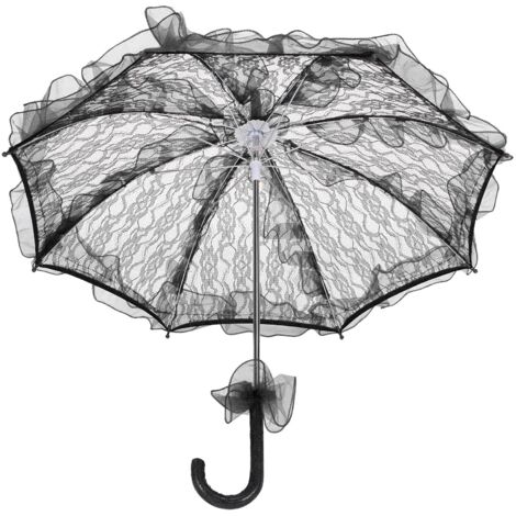 Parapluie de Mariée Dentelle Noir, Parapluie Pliant Élégant pour Cérémonie