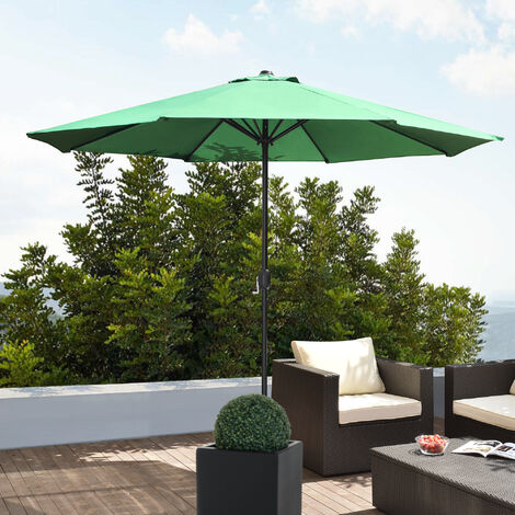 Parapluie de patio avec pôle central en carreaux ignifuges Ø 3 m différentes couleurs