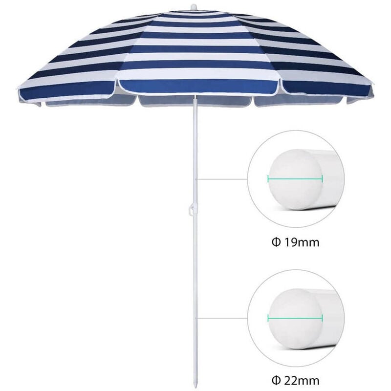 Sun Of The Beach - Parapluie de plage 180 cm Blue / Stanmed White Sun Stripes tnt tnt mare summer Articles