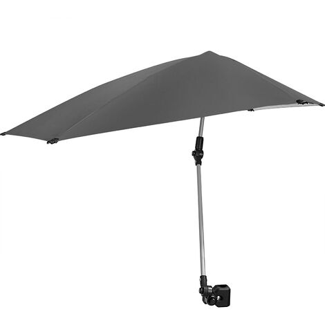 Parapluie de plage réglable UPF 50+ XL avec pince universelle pour chaise, sacs de golf, poussette, fauteuil roulant, gradin, terrasse