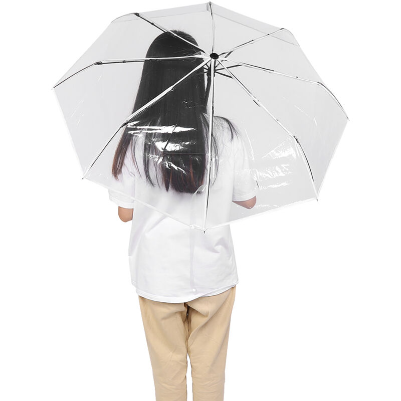 Parapluie de pluie pliant automatique à trois plis, Transparent, Portable, à la mode, pour l'extérieur
