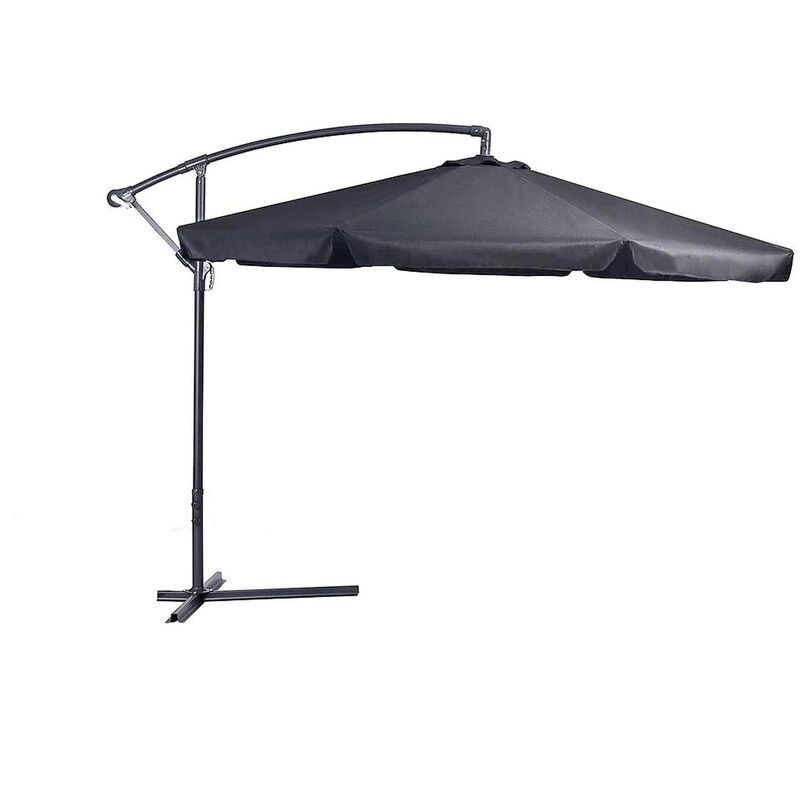 Parapluie d'extérieur rétractable 3x3 avec bras latéral rotatif à 360°, structure en acier inoxydable et parapluie en polyester anti-traction