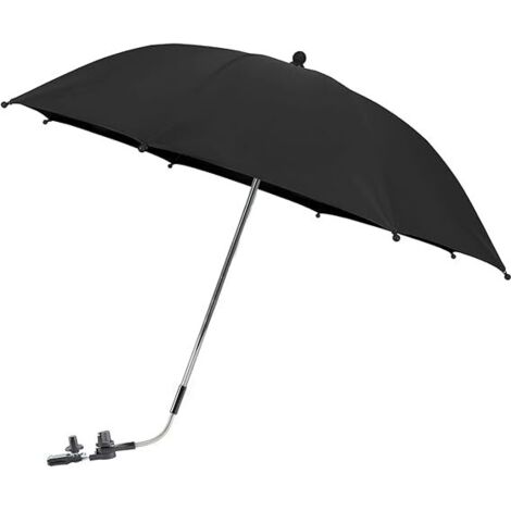 Parapluie réglable pour poussette (noir) avec clip universel, protection UPF 50+