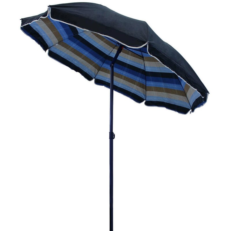 Parapluie rond de la plage 2 mètres avec un poteau en acier dans une feuille de polyester et des bâtons dans une vétrororesine à barres fortes