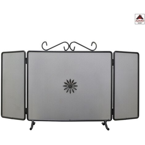 Parascintille Antico in acciaio verniciato a 3 ante cm 92x42 H per camino caminetto stufa