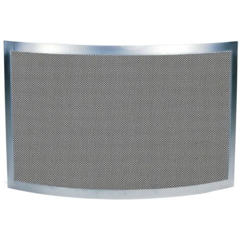 Parascintille camino acciaio inox curvo con rete nera h.48x75 cm.  Made in Italy