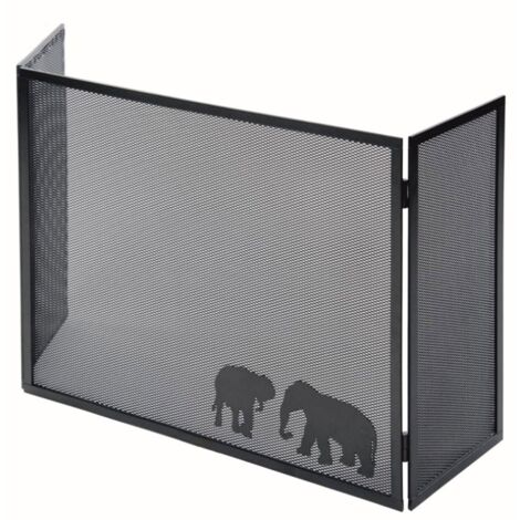 Parascintille con Antine 100x50 cm Decorazione Elefante in Ferro Verniciato Grigio Martellato