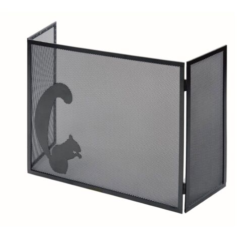 Parascintille con Antine 100x50 cm Decorazione Scoiattolo in Ferro Verniciato Grigio Martellato
