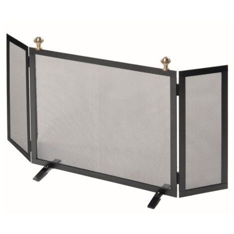 Parascintille con Antine 80x46 cm con Pomoli decorativi in Ottone in Ferro Verniciato Grigio Martellato