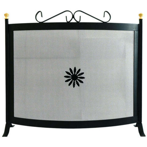 Parascintille curvo con decoro per camino - cm.60x65h.