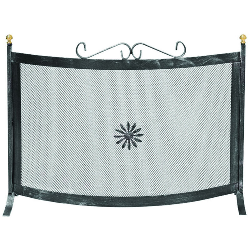 Parascintille Per Camino In Ferro Battuto - Schermo 60x40cm, Design Rustico Made In Italy - Foto 2