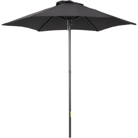 Parasol Ø196 cm, parasol rotatif inclinable, parasol hexagonal pour balcon, plage ou jardin, résistant au vent, à manivelle, noir.