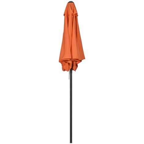 Parasol Ø196 cm, parasol rotatif inclinable, parasol hexagonal pour balcon, plage ou jardin, résistant au vent, à manivelle, orange.