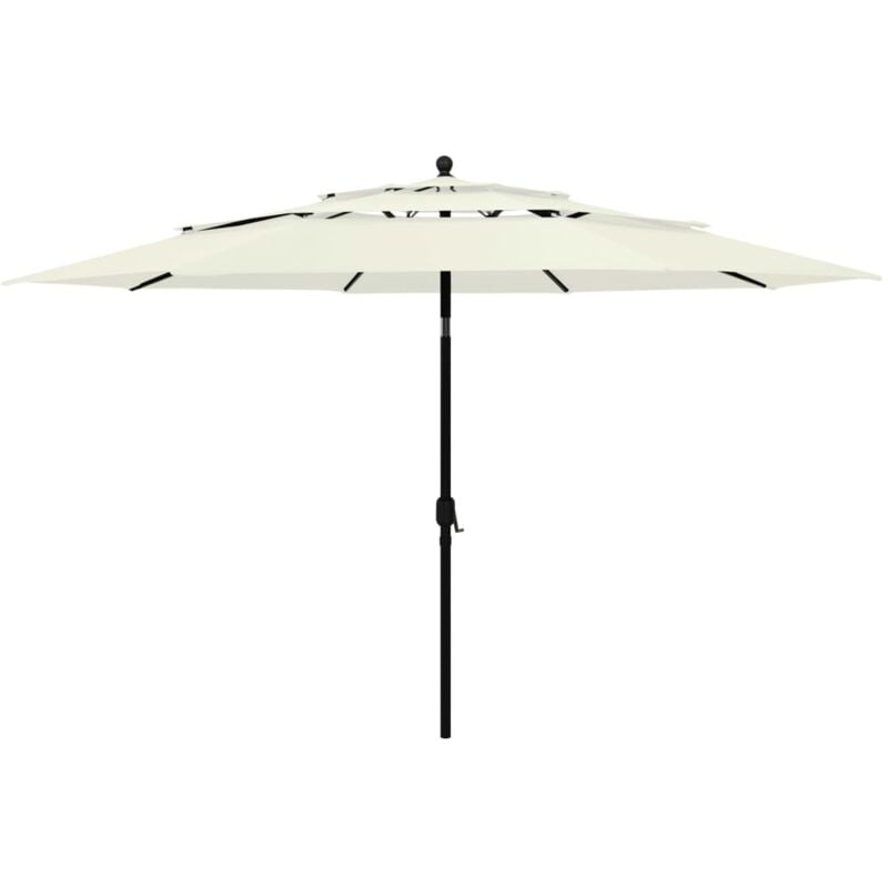 Parasol à 3 niveaux - Parasol de Jardin Parasol droit avec mât en aluminium Sable 3,5 m BV524902 Bonnevie