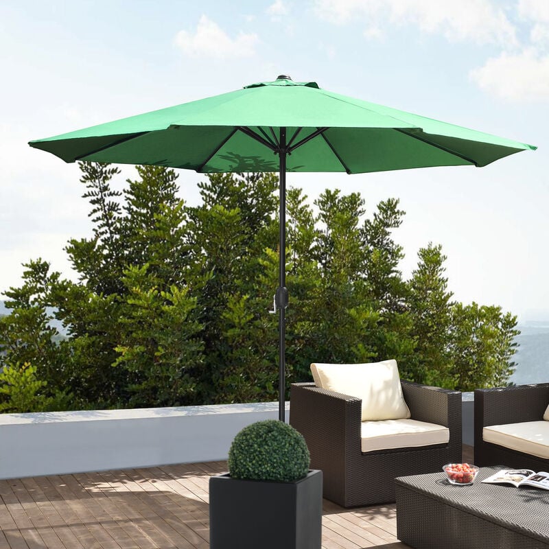 Parapluie de patio avec pôle central en carreaux ignifuges ø 3 m différentes couleurs taille : Vert