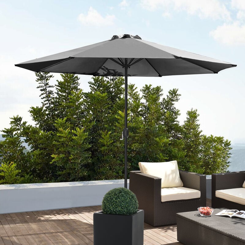 Parapluie de patio avec pôle central en carreaux ignifuges ø 3 m différentes couleurs taille : Gris