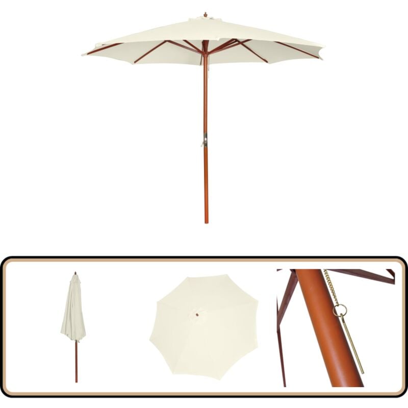 Parasol 300x258 cm Blanc sable - Parasol De Jardin - Parasol Rectangulaire - Parasol Extérieur - Ombrage Jardin - Parasol Beige