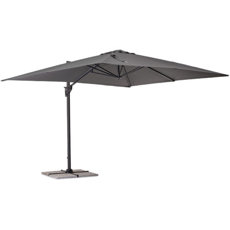 Parasol 3x4 à bras en aluminium gris anthracite