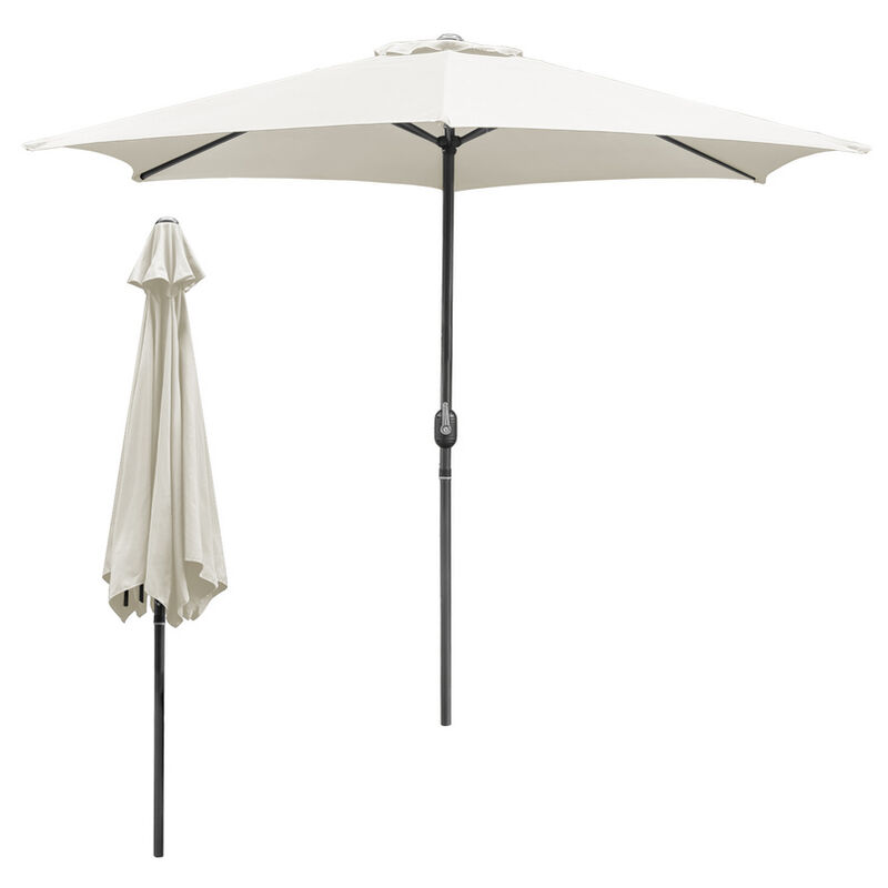 Parasol Ø350CM - Hauteur et Angle Réglables - Système de Manivelle, Beige, Parapluie hawaïen, Parapluie d'extérieur