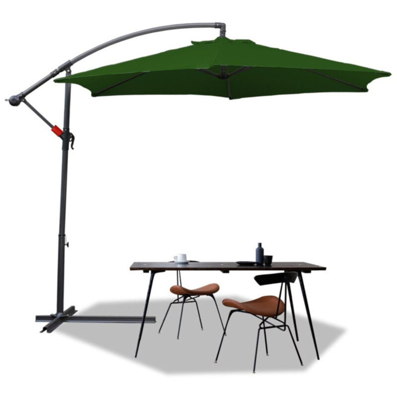 Parasol Parasol de jardin pliable Parasol de plage pivotant à 360° Hydrofuge Vert 300 x 300 cm