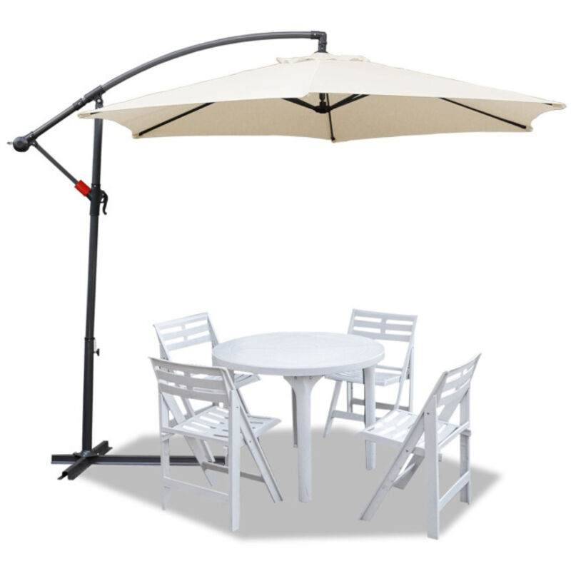Parasol en aluminium Parasol de jardin pivotant à 360° Parasols avec manivelle Parasol de balcon UV30+ (Ø300 cm, Beige)