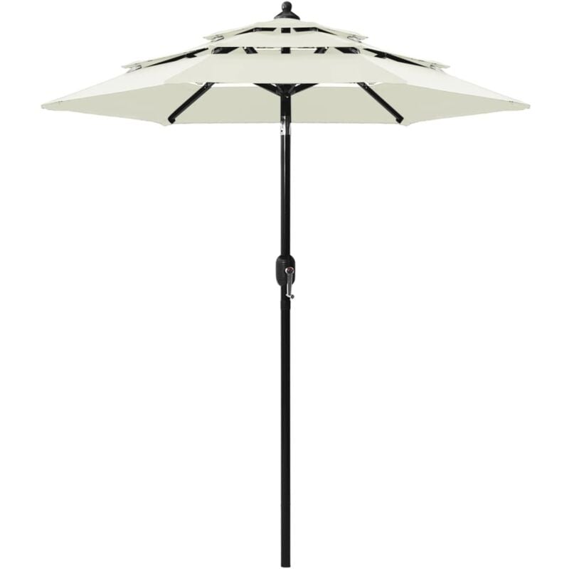 Parasol à 3 niveaux avec mât en aluminium Sable 2 m