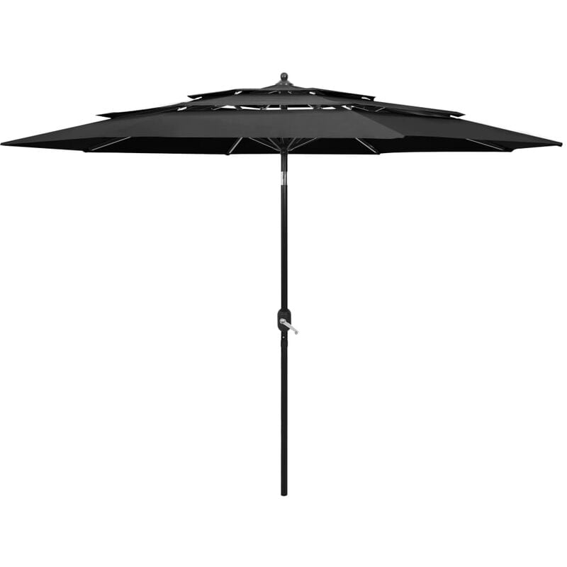 Parasol à 3 niveaux avec mât en aluminium Anthracite 3 m