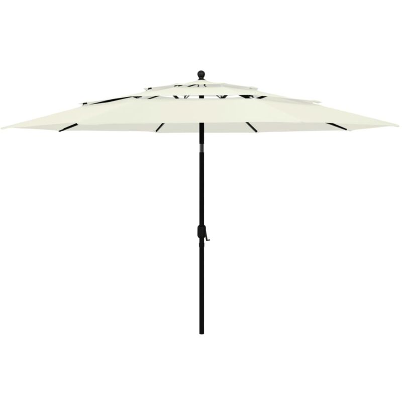 Parasol à 3 niveaux avec mât en aluminium Sable 3,5 m